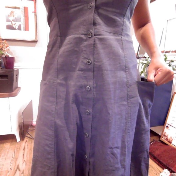 Theory Strap(less) Indigo button down dress - Picture 6 of 8